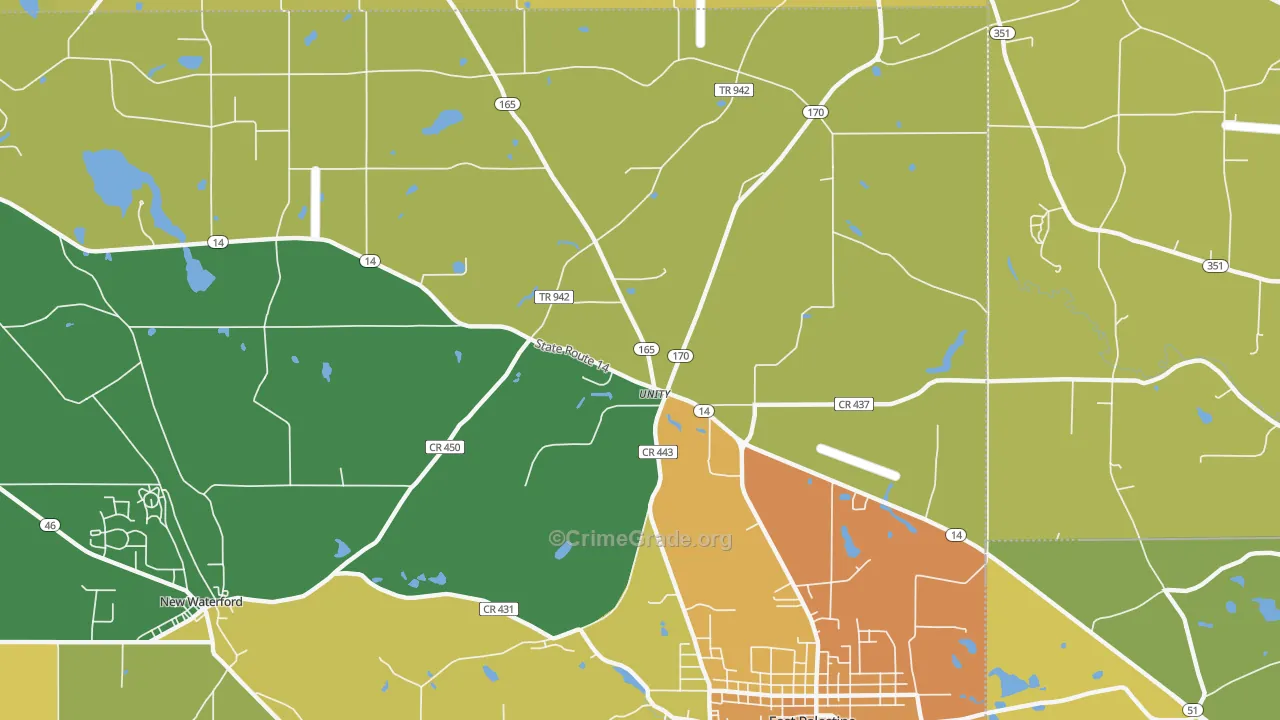 Unity, OH Map of Burglary Rates