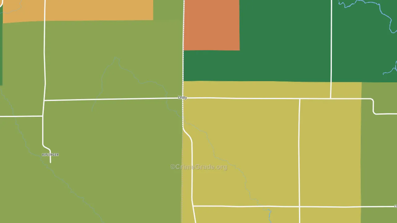 Unity, WI Map of Burglary Rates