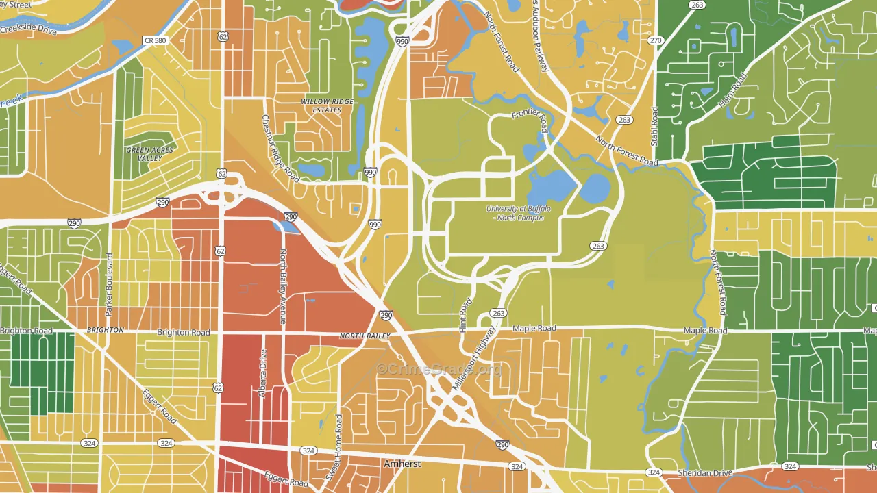 University at Buffalo, NY Map of Burglary Rates