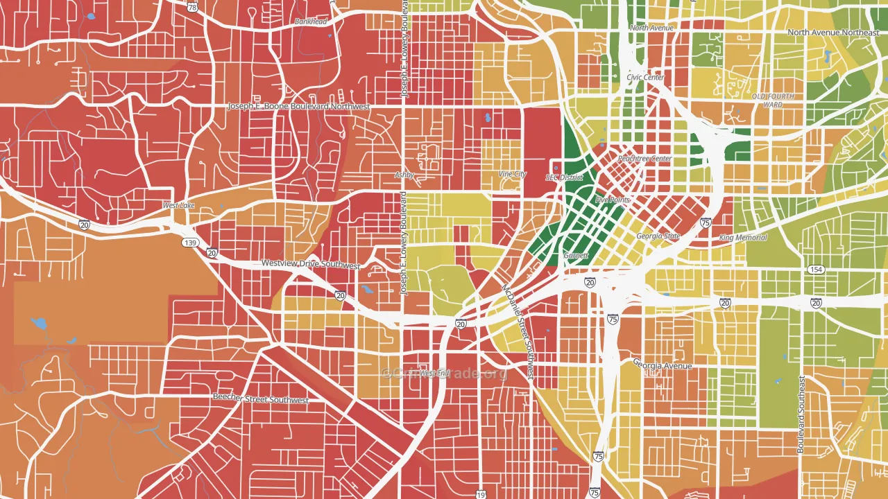 University Center, Atlanta, GA Map of Burglary Rates