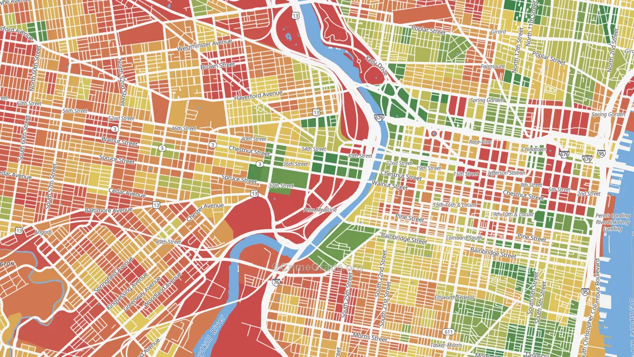 University City, Philadelphia, PA Map of Burglary Rates