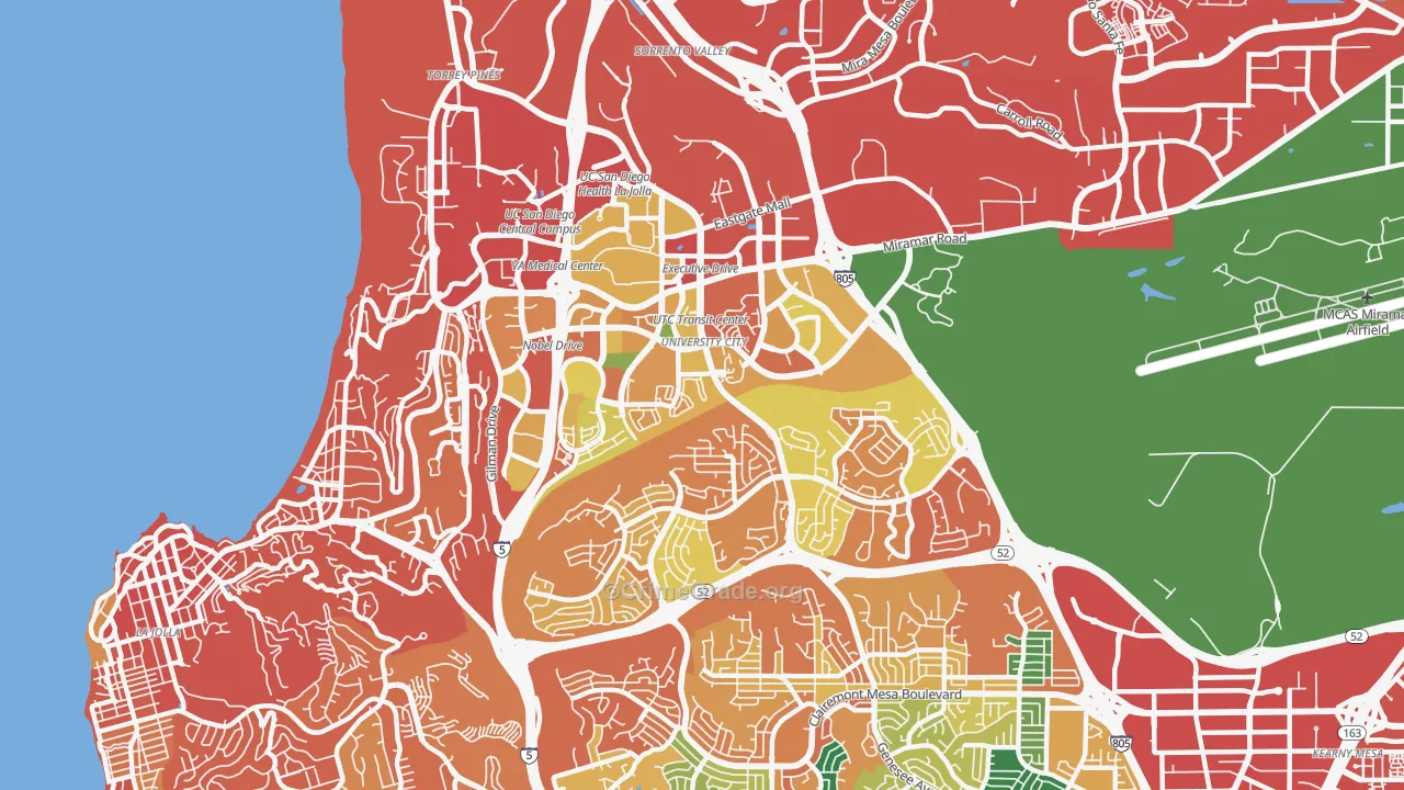 University City, San Diego, CA Map of Burglary Rates