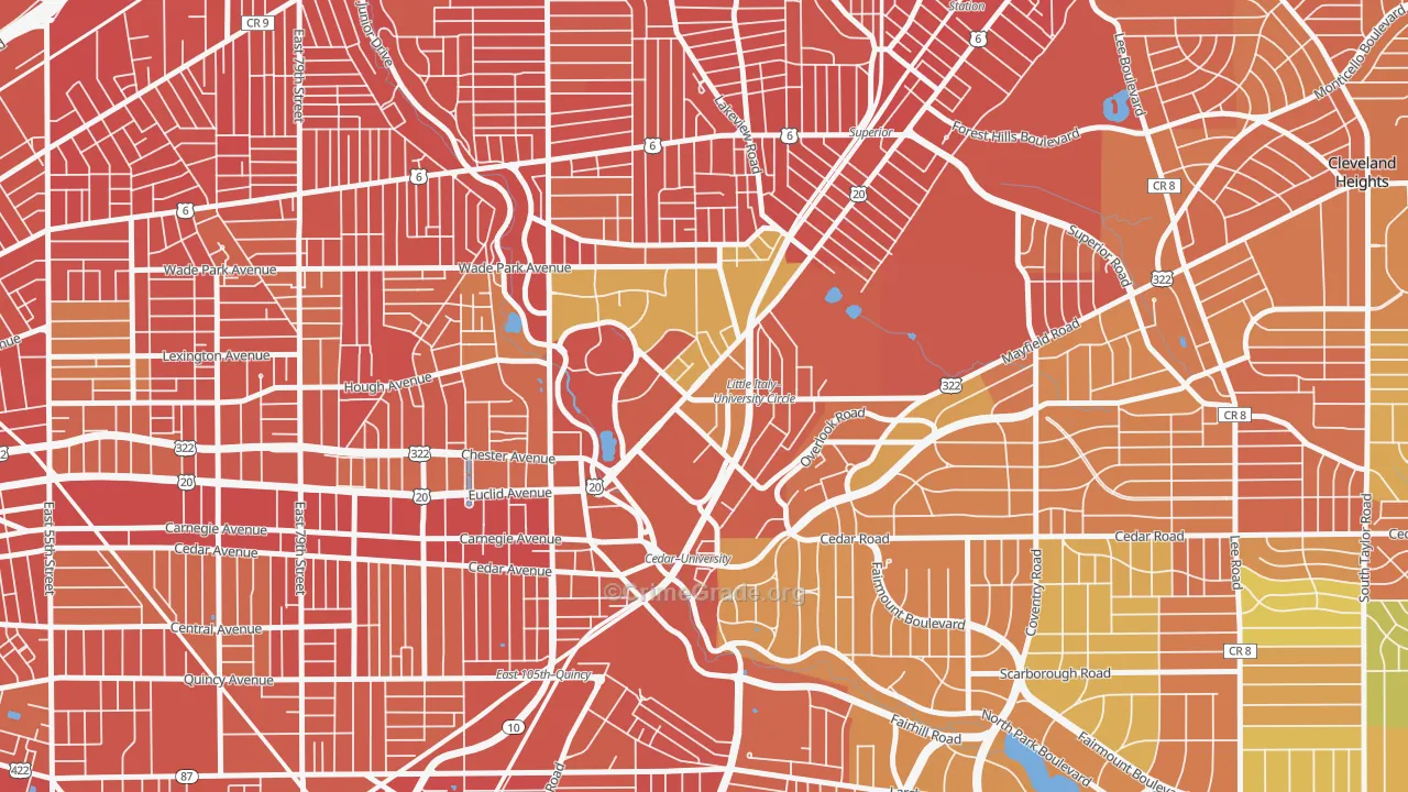 University District, Cleveland, OH Map of Burglary Rates