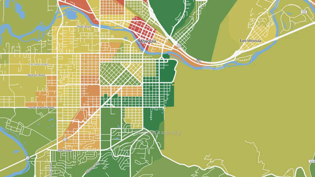 University District, Missoula, MT Map of Burglary Rates