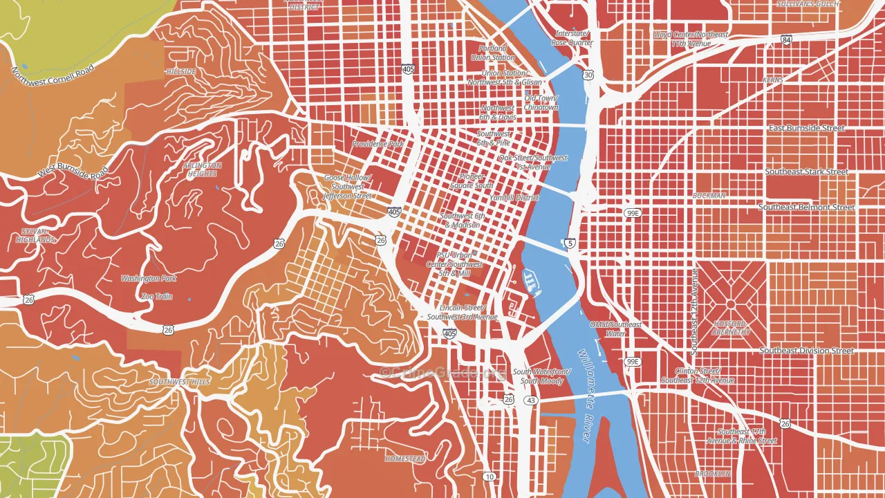 University District, Portland, OR Map of Burglary Rates