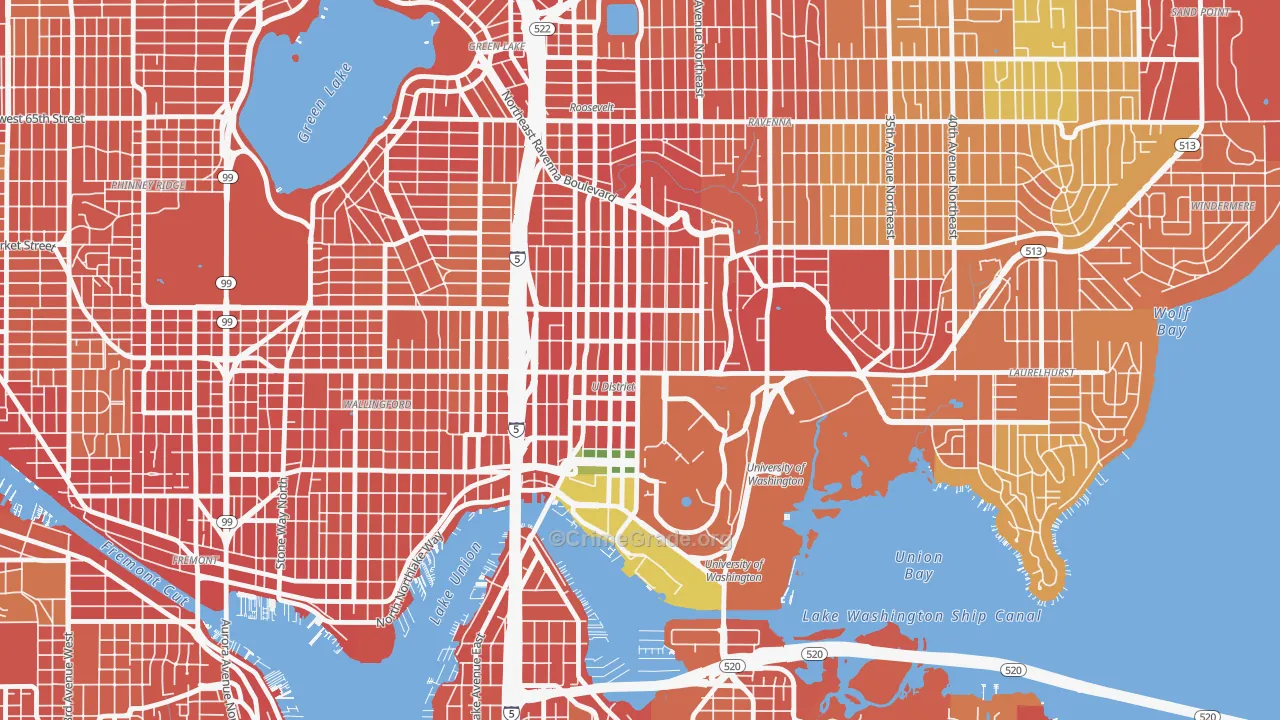 University District, Seattle, WA Map of Burglary Rates