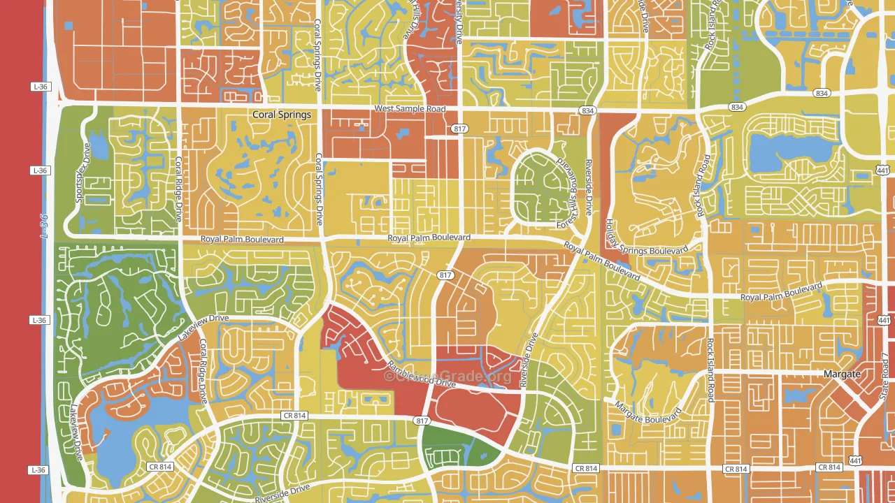 University Drive, Coral Springs, FL Map of Burglary Rates