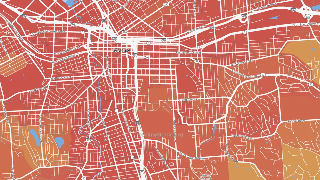 University Hill, Syracuse, NY Map of Burglary Rates