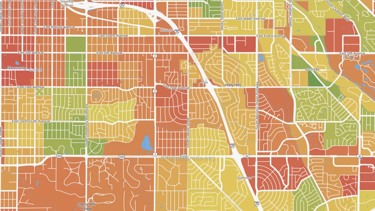 University Hills, Denver, CO Map of Burglary Rates