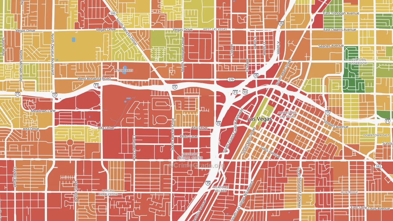 University Medical Center, Las Vegas, NV Map of Burglary Rates