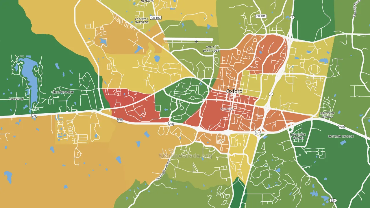 University, MS Map of Burglary Rates