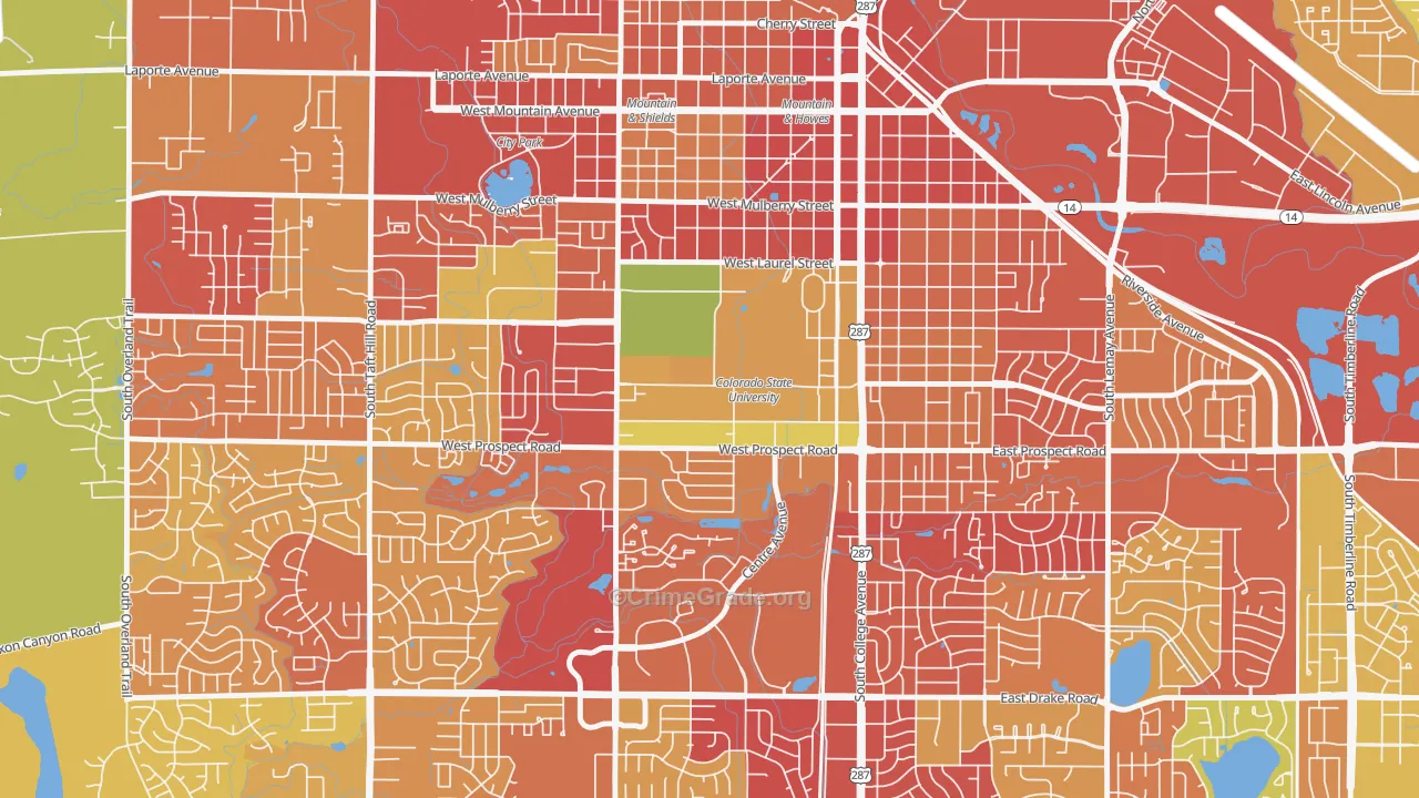 University North, Fort Collins, CO Map of Burglary Rates