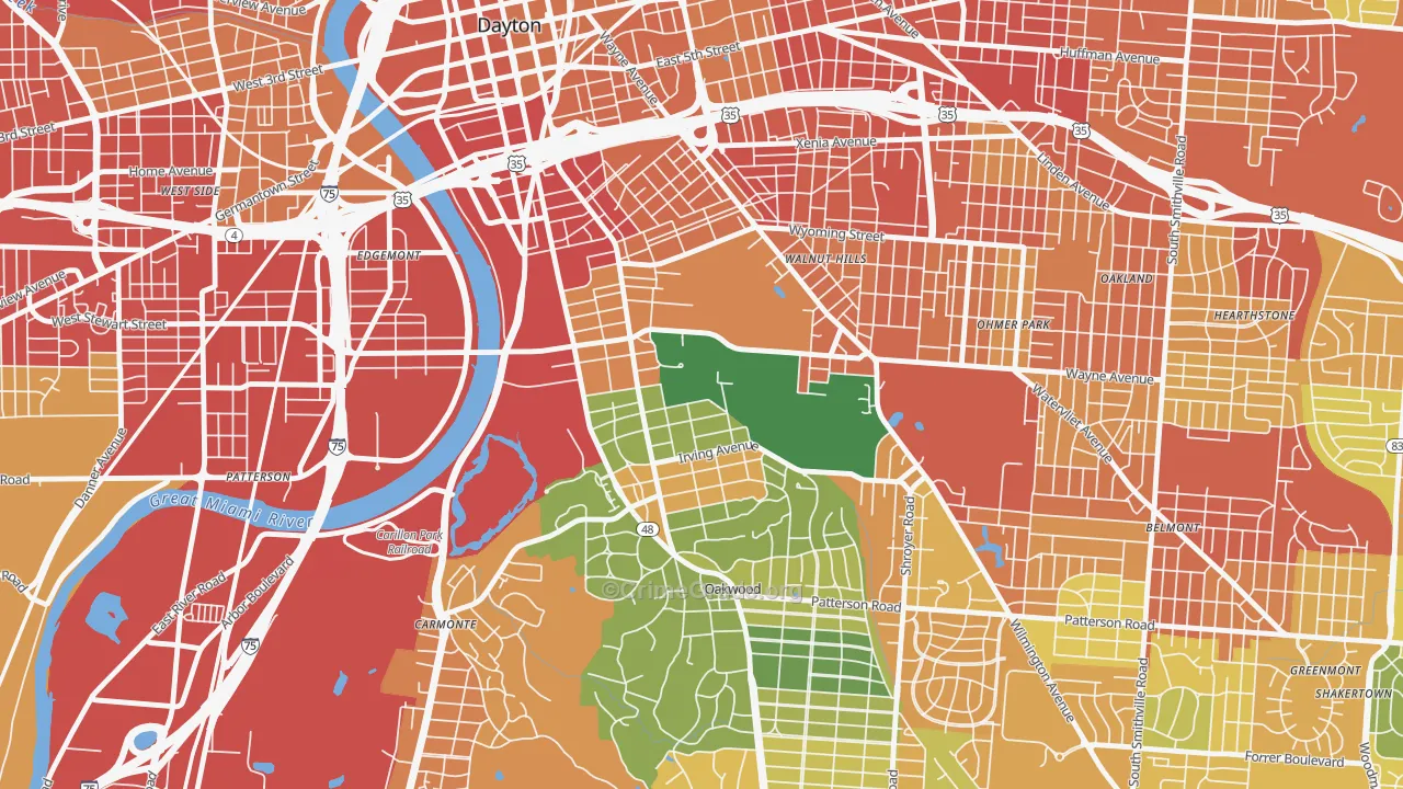 University Park, Dayton, OH Map of Burglary Rates
