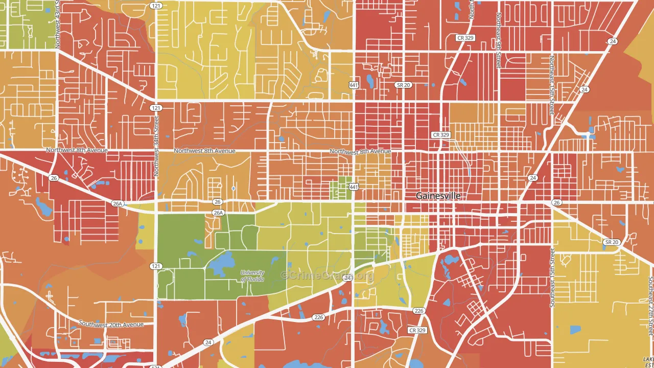 University Park-Gainsville, Gainesville, FL Map of Burglary Rates