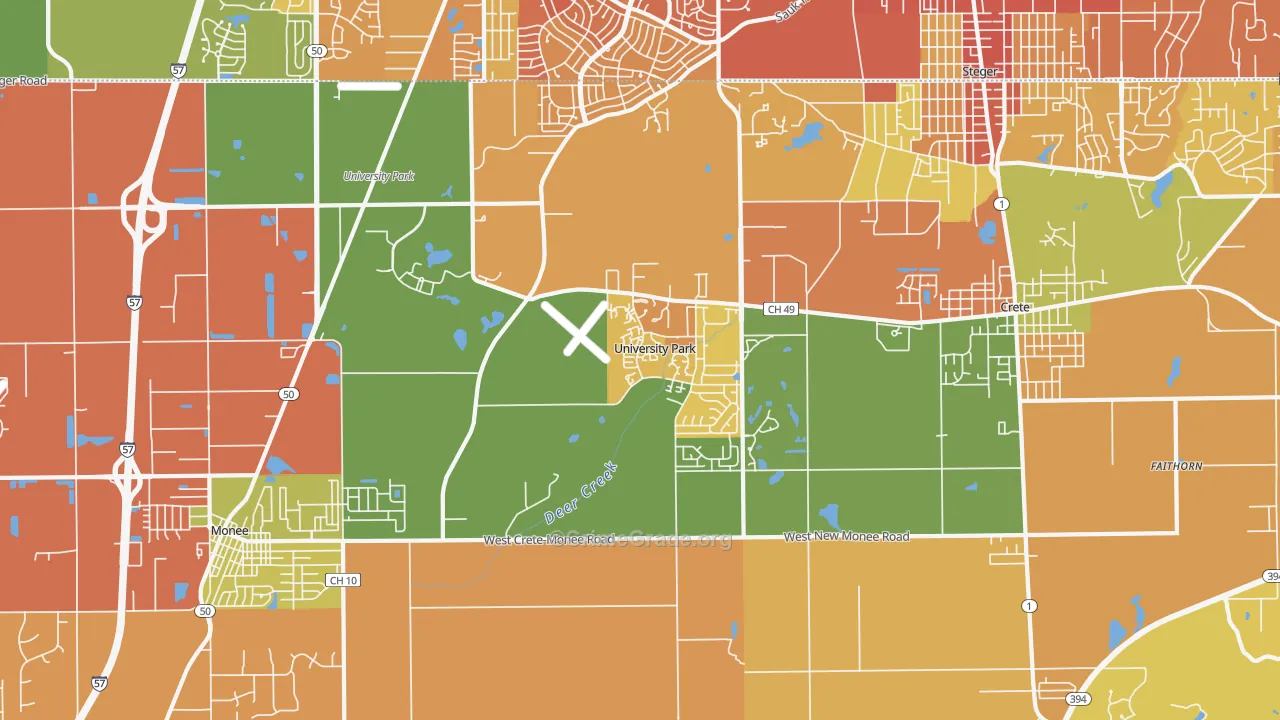 University Park, IL Map of Burglary Rates