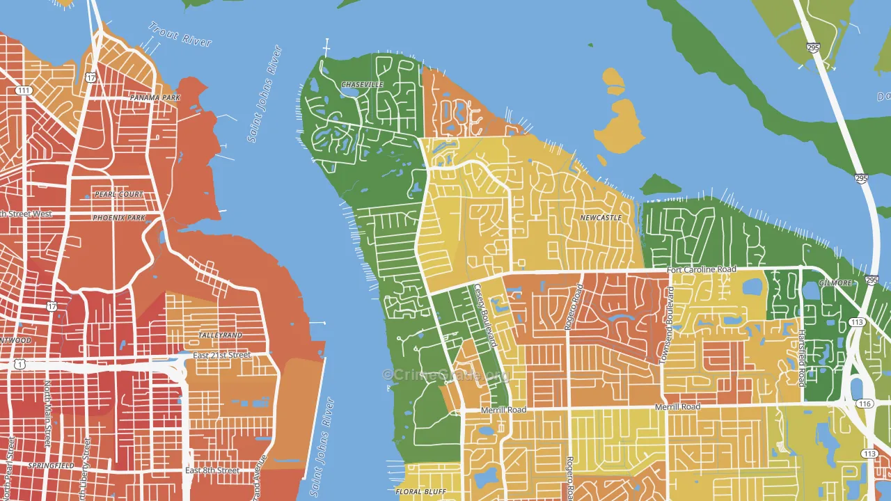 University Park-Jacksonville, Jacksonville, FL Map of Burglary Rates