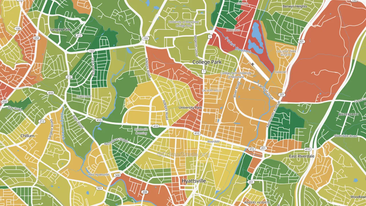 University Park, MD Map of Burglary Rates
