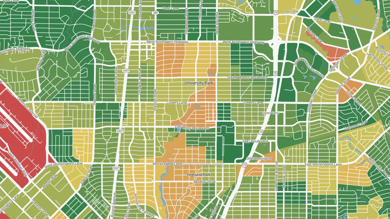 University Park, TX Map of Burglary Rates