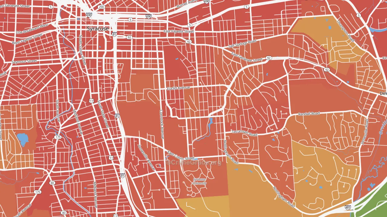 University-Syracuse, Syracuse, NY Map of Burglary Rates