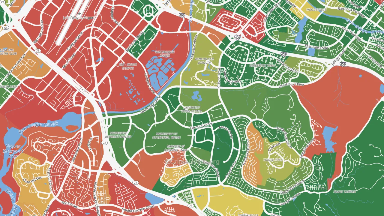 University Town Center, Irvine, CA Map of Burglary Rates