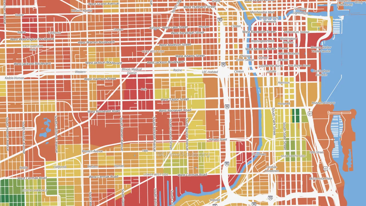 University Village, Chicago, IL Map of Burglary Rates