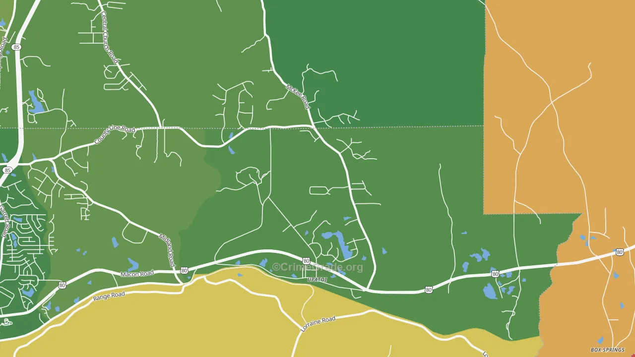 Upatoi, GA Map of Burglary Rates