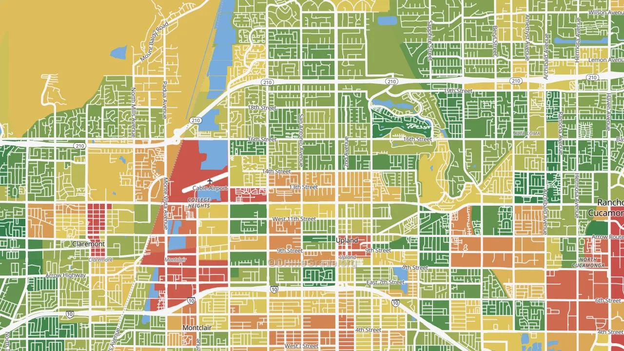 Upland, CA Map of Burglary Rates