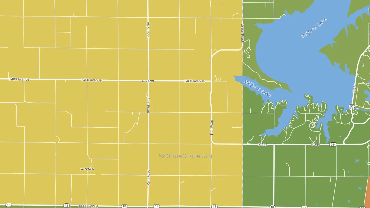 Upland, KS Map of Burglary Rates