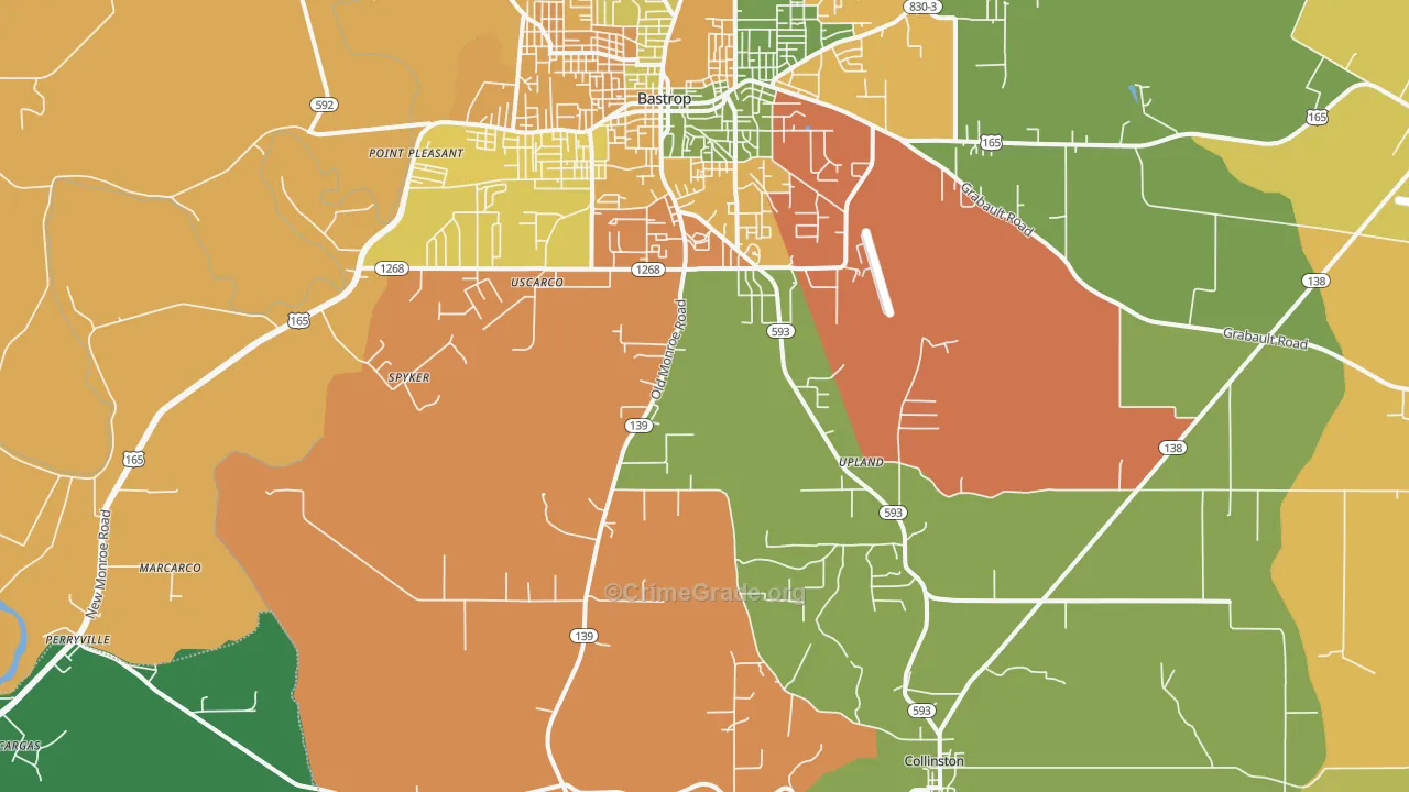 Upland, LA Map of Burglary Rates