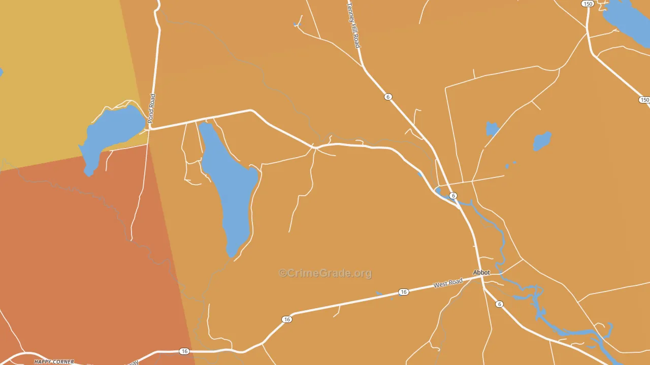 Upper Abbot, ME Map of Burglary Rates