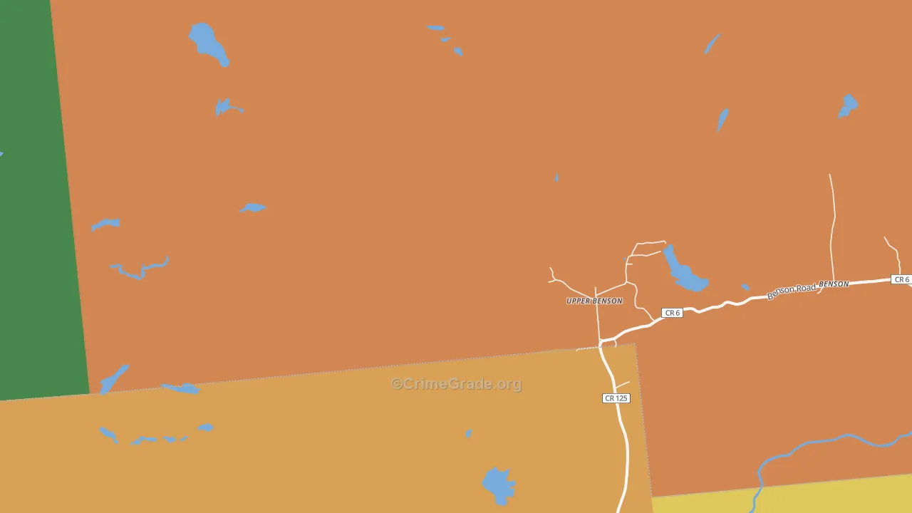 Upper Benson, NY Map of Burglary Rates