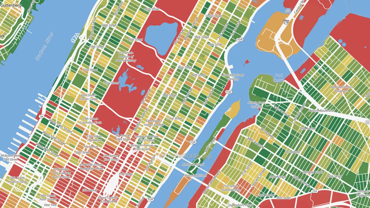Upper East Side, Manhattan, NY Map of Burglary Rates