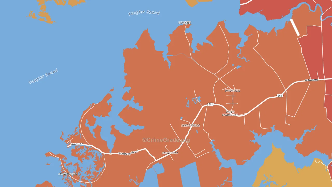 Upper Fairmount, MD Map of Burglary Rates