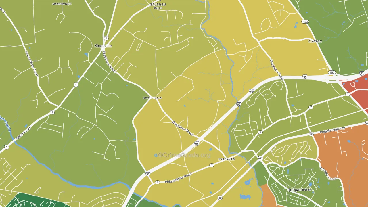 Upper Falls, MD Map of Burglary Rates