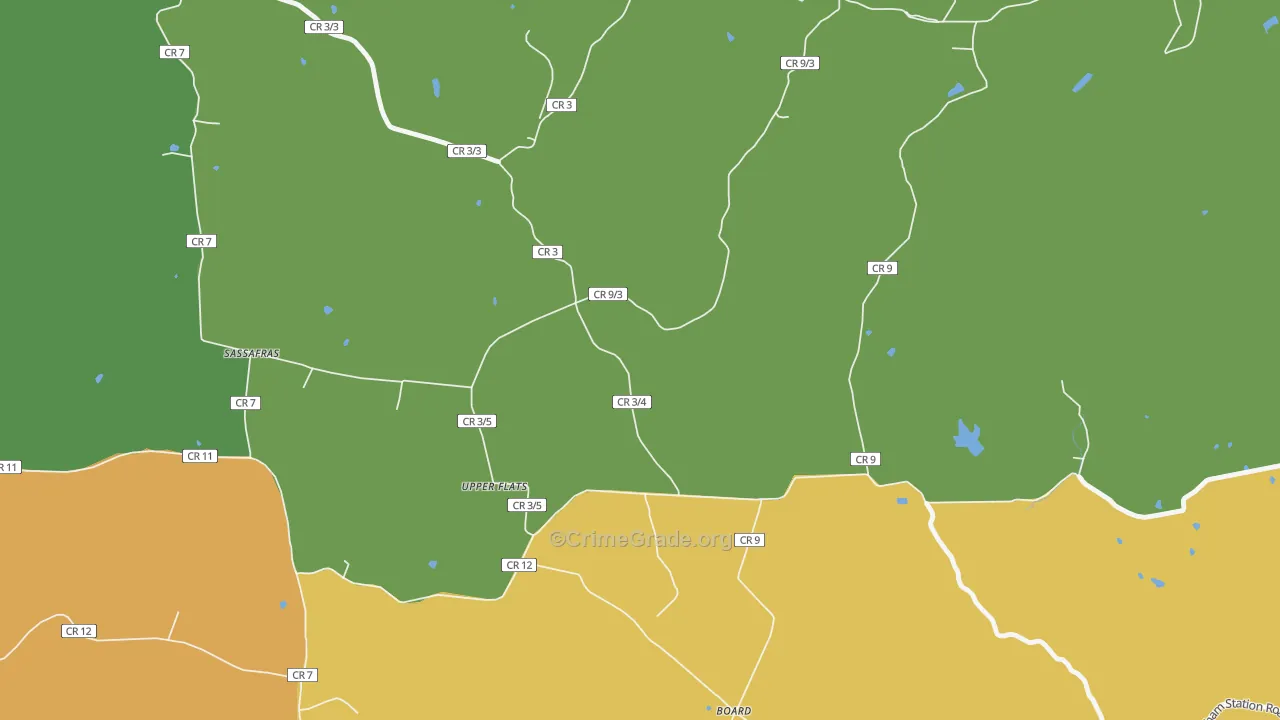 Upper Flats, WV Map of Burglary Rates