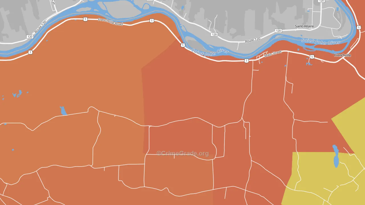 Upper Frenchville, ME Map of Burglary Rates