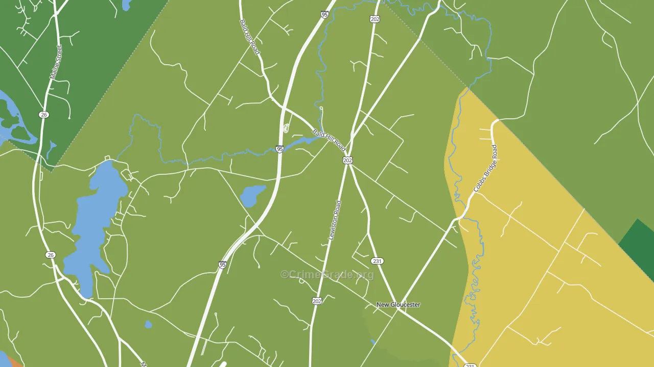 Upper Gloucester, ME Map of Burglary Rates