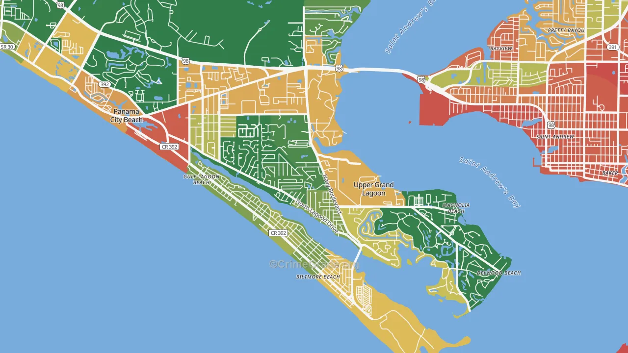 Upper Grand Lagoon, FL Map of Burglary Rates