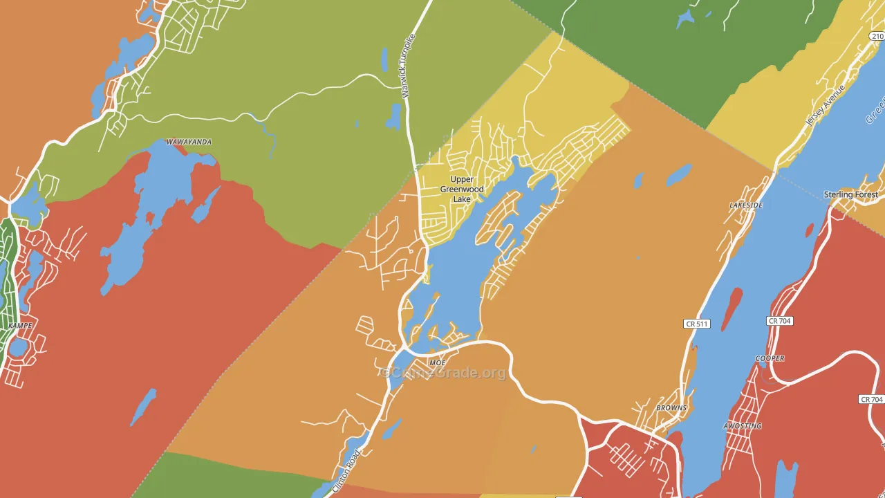 Upper Greenwood Lake, NJ Map of Burglary Rates