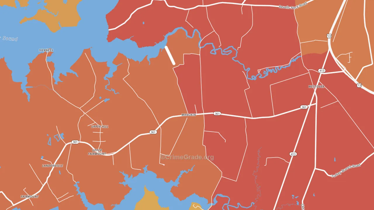 Upper Hill, MD Map of Burglary Rates