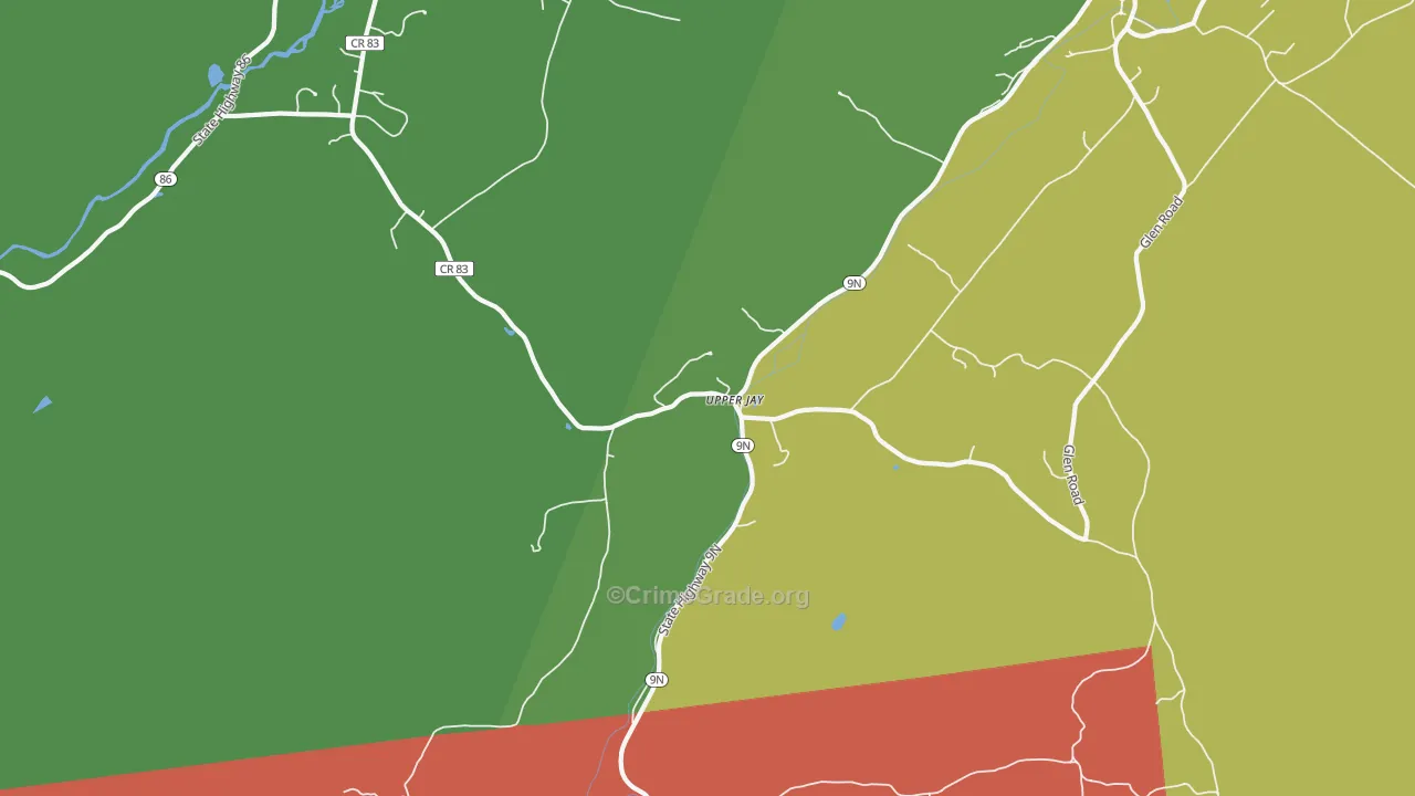 Upper Jay, NY Map of Burglary Rates