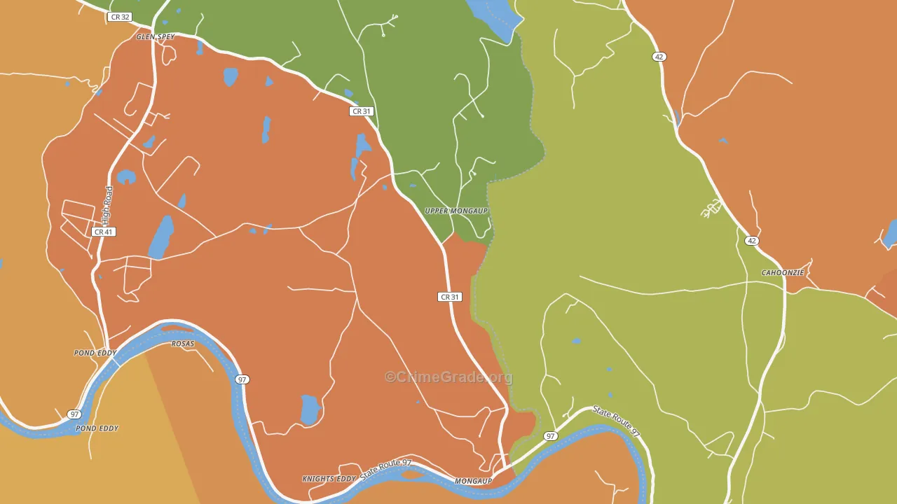 Upper Mongaup, NY Map of Burglary Rates
