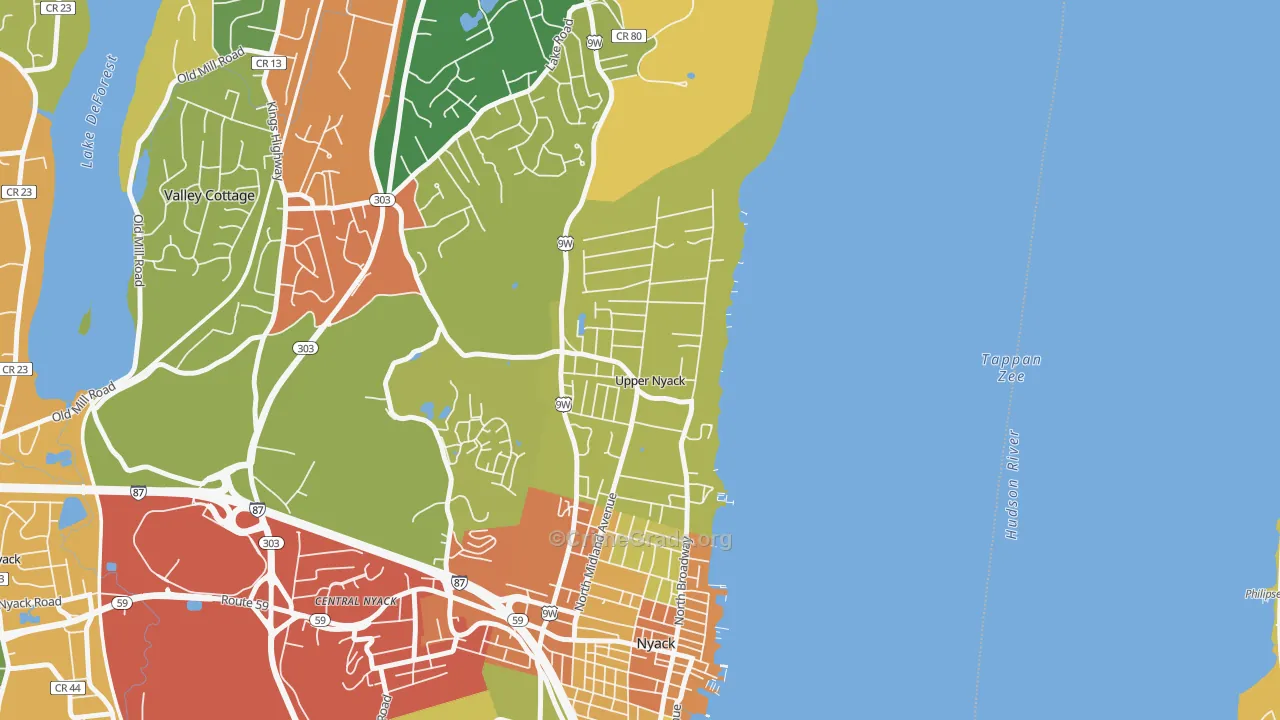 Upper Nyack, NY Map of Burglary Rates