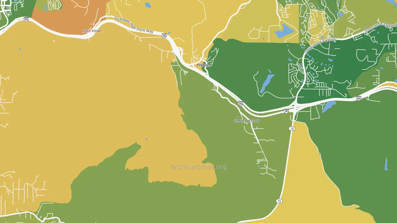 Upper Preston, WA Map of Burglary Rates