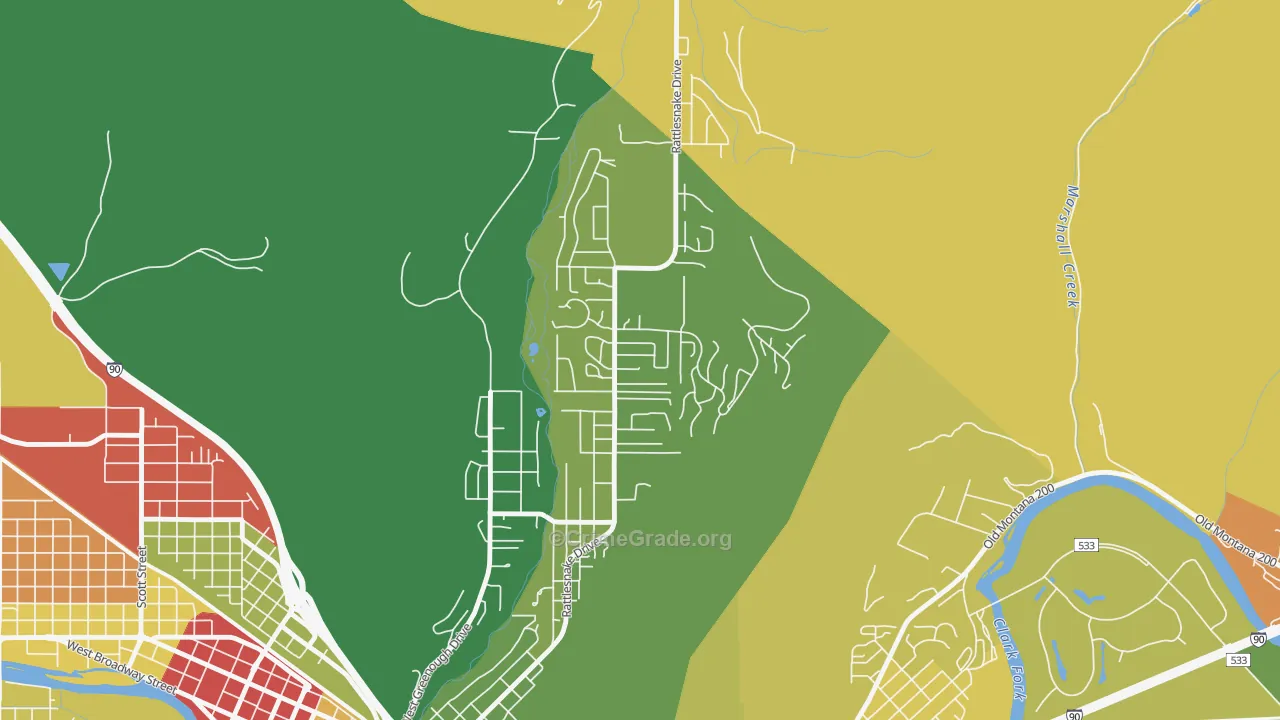 Upper Rattlesnake, Missoula, MT Map of Burglary Rates