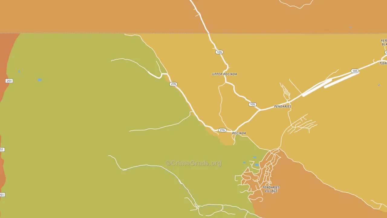 Upper Rociada, NM Map of Burglary Rates