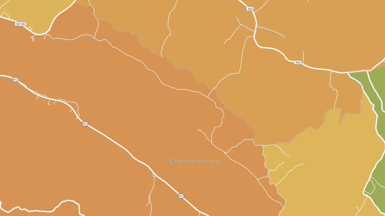Upper Sinking, TN Map of Burglary Rates