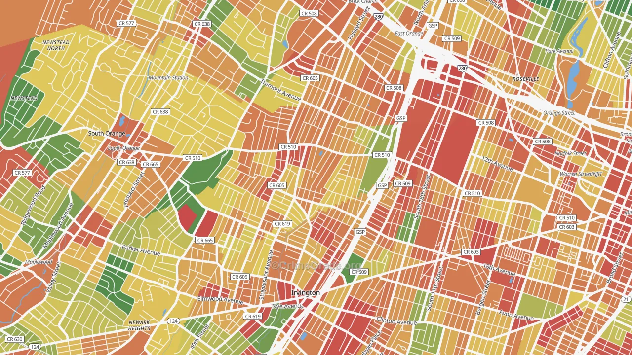 Upper Vailsburg, Newark, NJ Map of Burglary Rates