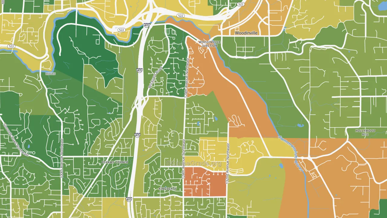 Upper West Ridge, Woodinville, WA Map of Burglary Rates