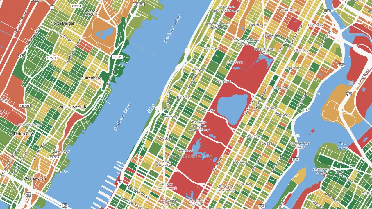 Upper West Side, Manhattan, NY Map of Burglary Rates